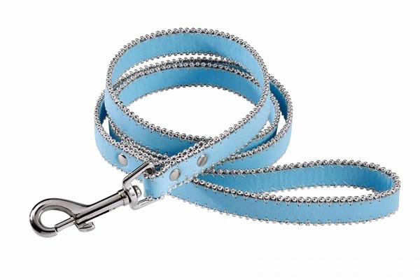 Hundeleine blau stylisch Kunstleder verziert mit Perlen 120 cm WELTBILD 5573092