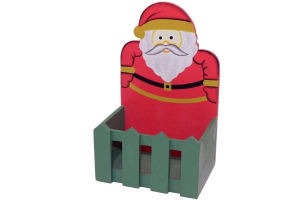 Weihnachtsmann-Box Holz 19x18x9cm zum Befüllen Nikolaus Stiefel Kita Schule Geschenkverpackung